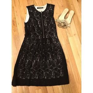 Andrew Marc zip front work dress lace sleeveless sz 6